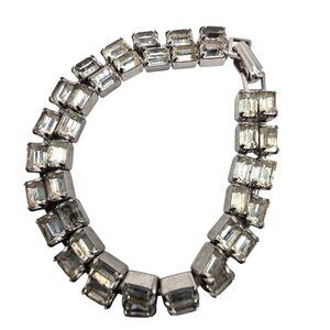 Vtg Weiss Silver-Tone Rhinestone tennis Bracelet double strand womens Jewelry